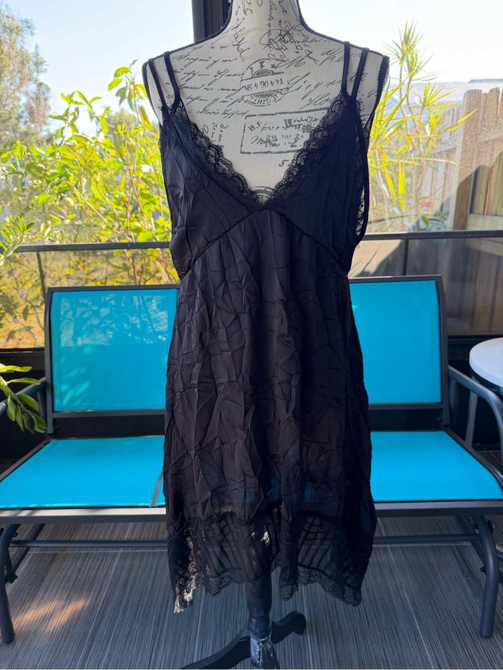 Zara Black Lace-Trim Crinkle Asymmetrical Dress NWOT - Picture 2 of 6